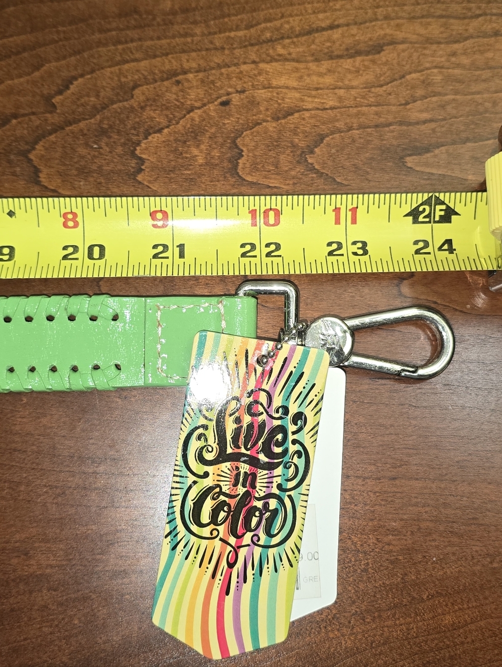 Consuela Lime Green Woven Leather Strap with Key Clip - Picture 6 of 6